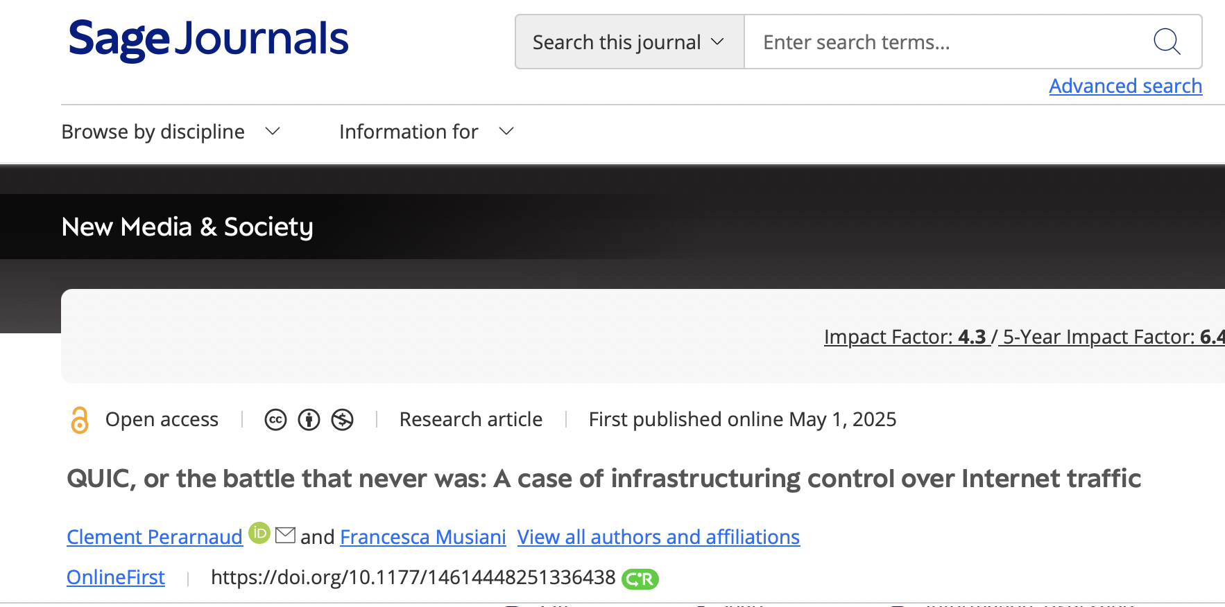 QUIC, or the battle that never was: A case of infrastructuring control over Internet traffic