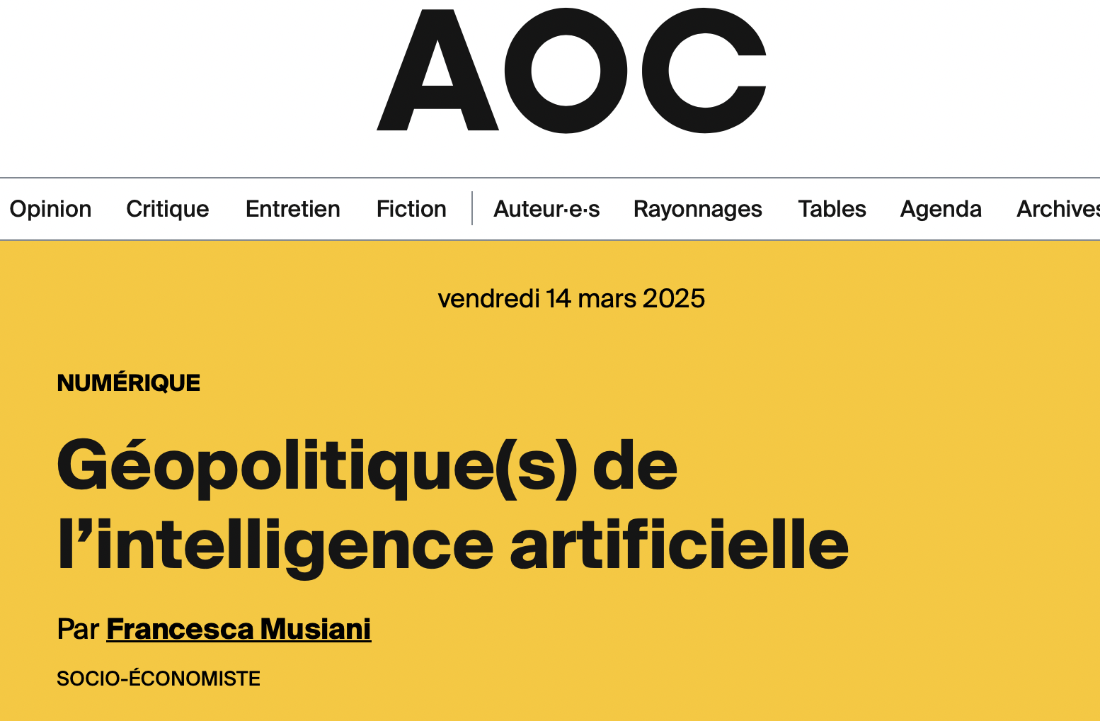 Géopolitique(s) de l’intelligence artificielle