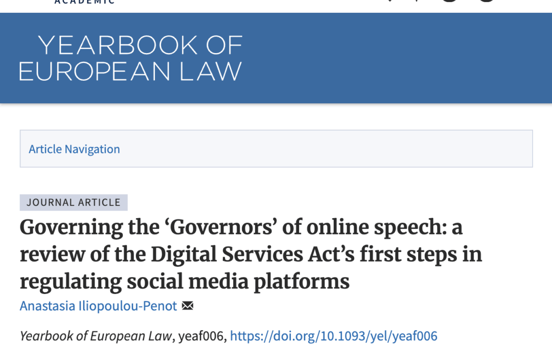 Article | Governing the ‘Governors’ of online speech: a review of the Digital Services Act’s first steps in regulating social media platforms